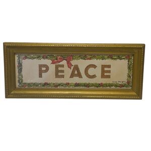 Vintage Charles F. Humphrey Gold Framed Holiday Peace Sign
